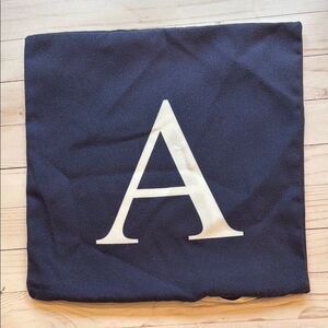 Monogrammed Navy Blue Pillow Cushion Cover with White Letter A